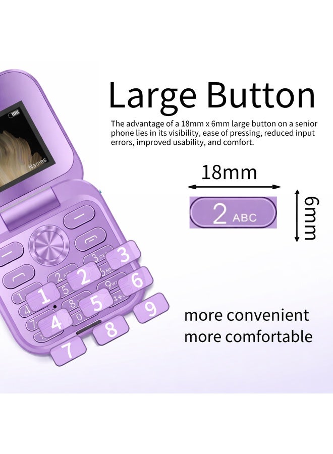 TAPIT 17pro Mini Flip Phon Keypad Non-smartphon Elderly Phon with Large Buttons, Dual SIM, FM Radio, Multilingual, Speed Dial, Blacklist, for Kids & Elderly (purple Mini Flip Mobile Phone) - Image 5